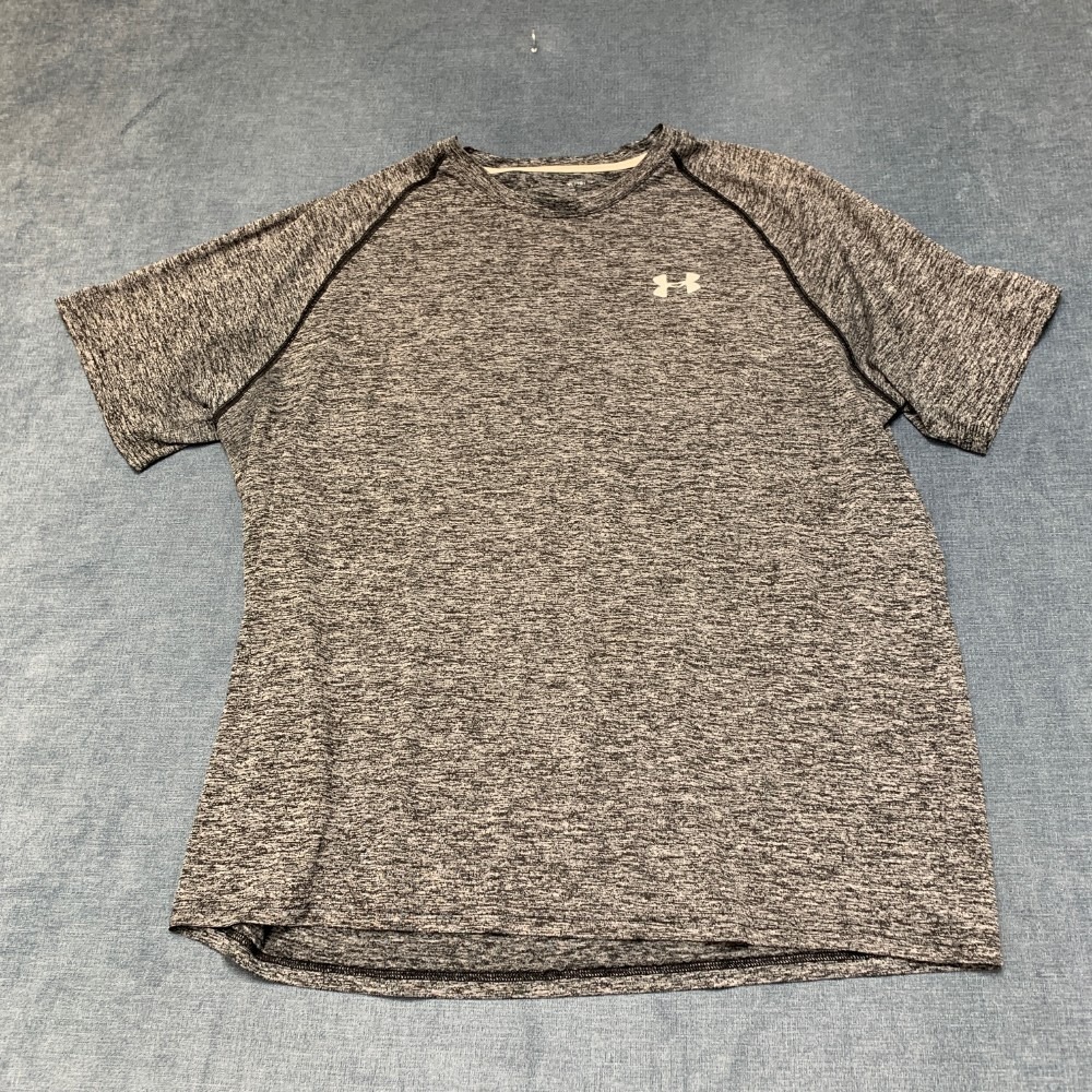 Under Armour Heatgear Running Shirt Mens XL Heather Gray Raglan Sleeve Sports